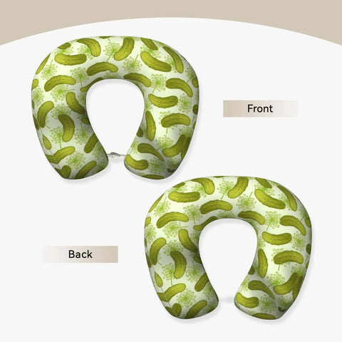 Memory Foam Travel Pillow U Shaped Neck Support For Driving And Long Trips With Sushi Dill Pickles Style Full Frame Print