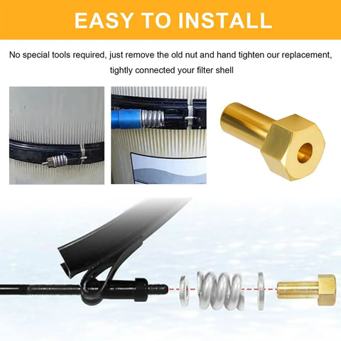 Installation process of Machined Nut Replacement Kit For Pool Filter Repair Fits FNS FNS Plus Clean And Clear Quad DE Filters