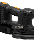 Cordless Palm Sander With 20V Max 2.0Ah Battery And Charger, Angled Nose For Tight Corners, 5 By 3.75 Inch Pad, Model 20401, Black