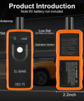 Heavy Duty TPMS Relearn Tool For Quick Tire Pressure Sensor Activation And Programming With Broad Chevy Buick Cadillac Support And Plug And Play Zero Headache Setup Today, showing buttons and antenna.