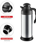 Insulated Stainless Steel Coffee Carafe Thermos 24 Oz Twin Pack With Milk Server On The Go Portable Hot or Cold Pitcher with Lid Features.