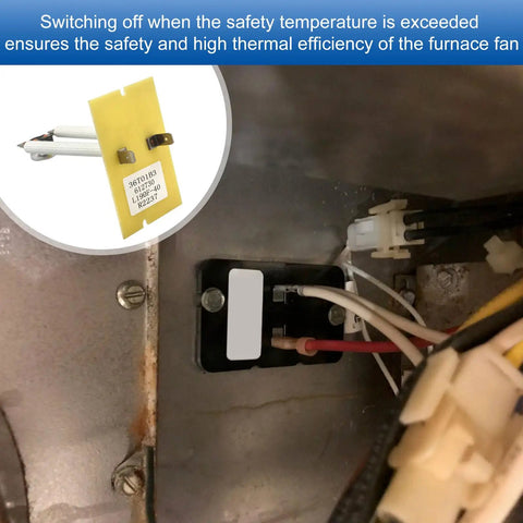 Furnace Limit Switch 3 Inch Insert C340056P04 installed in heating system for Trane American Standard heaters with 190-degree safety cutoff.