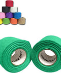 Slick Drum Stick Grip Tape Non Slip Wrap Dark Green Two Pack Soft Cotton Gauze for percussion sticks on display.