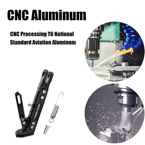 Beefed Up Universal Motorcycle Kickstand Upgrade With Adjustable CNC Aluminum Alloy Tripod Holder Side Foot Stand