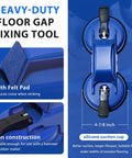 Close-up of Heavy Duty Floor Gap Fixer Tool Sporting Dual Suction Cups And A Forty Five Degree Hammer Face with felt pad.