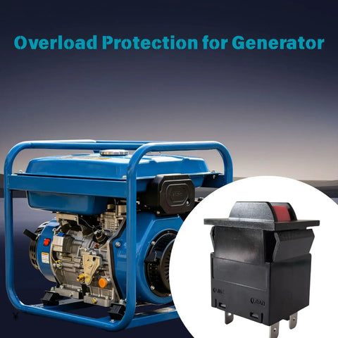 Image of a blue portable generator with a 20 Amp Generator Circuit Breaker Replacement Manual Reset Push Button Breaker.