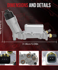 Dimensions of Heavy Duty Aluminum Engine Oil Cooler Filter Housing Adapter For Jeep Cherokee Wrangler JK Chrysler 300 Pacifica Dodge Durango Journey Charger Challenger Grand Caravan Ram ProMaster 1500 2500 3500 3 6L V6