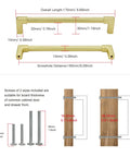 10 Pack Classic Solid Cabinet Handles 6.3 Inch 160mm Screw Spacing Brushed Gold Dope Furniture Hardware Pulls For Bathroom Dresser Kitchen Cabinets Bedroom dimensions and screws diagram