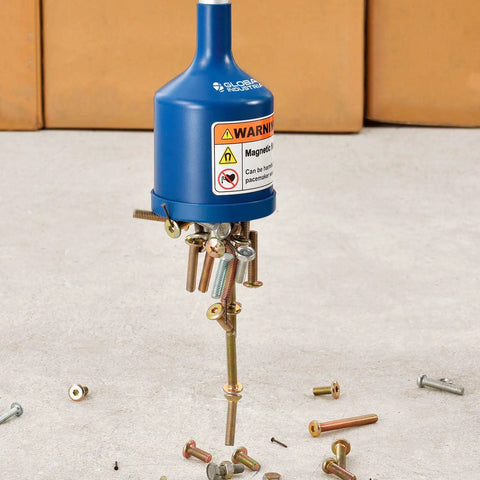 Magnetic Bulk Lifter With Extended Handle For Screws Nails Bolts And Metal Debris Clean Up In Garages, Workshops, and Construction Sites, 30 lb lifting power, heavy duty magnet, lifting metal debris from floor.