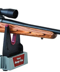 Compact Range Vise With Folding Forks And NonMarring Cradle For Easy Transport And Safe Firearm Cleaning holding rifle
