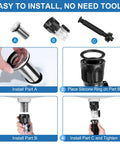 Installation steps of Flex Drain Bathroom Sink Kit With Expandable P Trap And Snappy Stopper No Sweat Anti Clog Stainless Drain Easy Install Universal Fit For One And A Quarter Inch And One And A Half Inch Openings RV Friendly