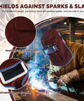 Welding Helmet Mask With Flip Open Lens Leather Welding Hood And Protective Gear For Face Neck And Head Sweat Absorption