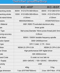 Technical specifications for 3 Axis CNC Router With 1.5KW Spindle And Linear Guide For Ultra Precise Engraving, Milling And Carving.