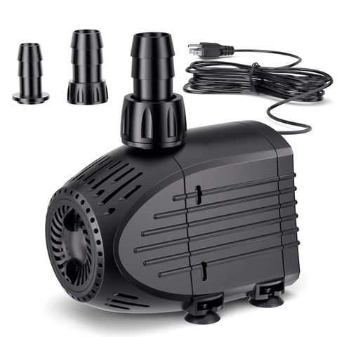 Submersible Water Pump 880GPH 60W Ultra Quiet Fountain Pump With Dry Burn Protection 9Ft Lift For Fish Ponds Fountains Waterfalls Hydroponics Aquariums KF206 with attachments