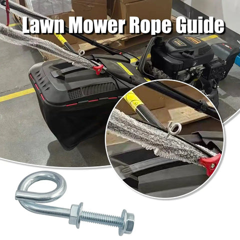 Universal Lawn Mower Rope Guide Bolt Kit For Recoil Starters, 6mm Mounting Thread, Durable Galvanized Iron, 2 Pack, Fits Most Push Mowers And Snow Blowers, Easy Install, Keeps Pull Cord Secured And Aligned, shown on mower