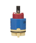 Pressure Balancing Cartridge For Tub And Shower Kit 3P RK7300 Cart, shown upright with red and blue components