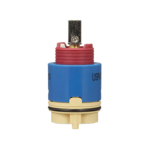 Pressure Balancing Cartridge For Tub And Shower Kit 3P RK7300 Cart, shown upright with red and blue components