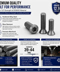 Heavy Duty M4.5x12mm Torx Plus Screws Rock Solid Machine Fasteners for Carbide Inserts showing grade 12.9 and SCM435 details.