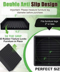 Heavy Duty Non Slip Furniture Pads 2 By 2 Black Rubber Cups Set Of 4 No Adhesive Floor Protectors dimensions and texture