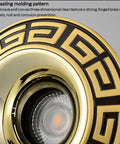 Close-up of Solid Build Vintage Brass Recessed Led Downlight showing die-cast design, decorative molding, ideal for ceiling fixtures.