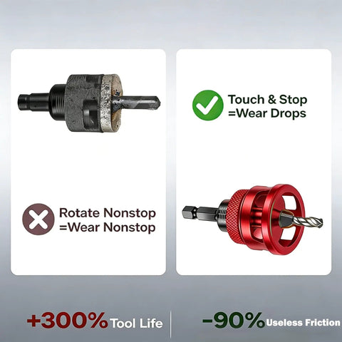 Top Tier 4 Piece Counterbore Drill Set With Adjustable Depth Stop Collar showcasing traditional vs. innovative drill designs.