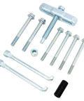 Steering Wheel Remover Kit With SAE And Metric Bolts For 4 Inch Hubs And Late Model Puller Legs Heavy Duty Auto Tool components displayed