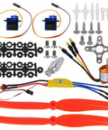 A2212 1400KV Brushless Motor With 30A ESC SG90 Servo 8060 Propeller Rebuild Kit for RC planes, red propellers visible.