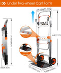 3 In 1 Folding Hand Truck Dolly Cart With Wheels Built Tough Heavy Duty Aluminum Collapsible Moving Cart 600 Lbs Capacity convertible to two-wheel mode