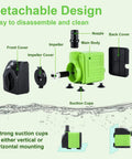 Components of Powerhouse Submersible Fountain Pump 550GPH 30W Ultra Quiet Small Pond Pump with detachable design.