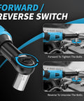 Cordless 16.8V 3/8 Inch Drive Ratchet Wrench Set with forward and reverse switch demonstration