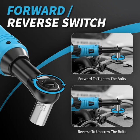 Cordless 16.8V 3/8 Inch Drive Ratchet Wrench Set with forward and reverse switch demonstration
