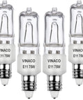 Beefy Bright High Output E11 Halogen Bulb 120V 75W T4 Mini Candelabra Base Dimmable 1150 Lumen Warm White 2700K 4 Pack