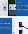 Hassle Free Phone Charging Locker And Tech Organization Hub For 40 To 60 Gadgets featuring cabinet lock and independent switch.