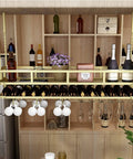 Beast 3 In 1 Ceiling Mounted Wine Rack With Glass Holder And Bottle Storage For Overhead Garage Storage And Hanging Plant Shelf Heavy Duty Iron Bracket With 100kg Capacity shown in kitchen setup