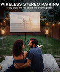 Couple watching outdoor movie with Outdoor Bluetooth Speaker With LED Flame Torch Lantern Waterproof Wireless Speaker