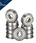 F606ZZ Flanged Ball Bearing 6x17x6mm Set, Double Shielded Deep Groove, Pre-Lubricated Chrome Steel GCr15, 10 Pack displayed in stacks