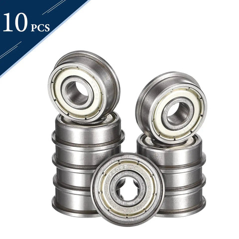 F606ZZ Flanged Ball Bearing 6x17x6mm Set, Double Shielded Deep Groove, Pre-Lubricated Chrome Steel GCr15, 10 Pack displayed in stacks