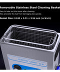 Removable stainless steel cleaning basket for Huge 6.5L Ultrasonic Cleaner Tank With Heat For Deep Carburetor And Engine Part Scrubbing.