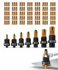 Rivet Nut Tool Kit M3 To M12, Heavy Duty Set With Carbon Steel Construction, Includes M3 To M12 Threaded Inserts For Strong, Ready To Use Holes, Ideal For Metal Fabrication, Repairs, And Assembly Projects. M3-M12 mandrels and rivnut inserts with wrench on metal sheet