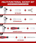 Diagram of 130 Piece Mini Ratchet Set With One Quarter Inch Drive, 72 Tooth Ratchet, 104 Bits And 13 Sockets, Spinner Handle