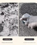 Comparison of dirt on the floor with no mat versus cleaning with an ordinary mat, showcasing dust control effectiveness.