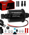 Heavy Duty 12V Inline Electric Fuel Pump Delivering Smooth 2.5 To 4.5 Psi Output With Bone Dry Seals And Full Send High Flow Ratings For Gas Diesel Marine Carburetors And Weekend Mechanic Sessions, includes mounting kit.
