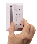 Hand adjusting Smart Ceiling Fan Remote With Wi Fi Enabled Connectivity Works With Alexa And Google Assistant in wall mount