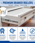 Top Notch 8 Pack Drawer Roller Replacement Kit With Durable Nylon Wheels And Robust Steel Brackets For No Sweat Kitchen Cabinet Slide Fix And Quick Hardware Tune Up, showing rollers and drawer smooth operation.