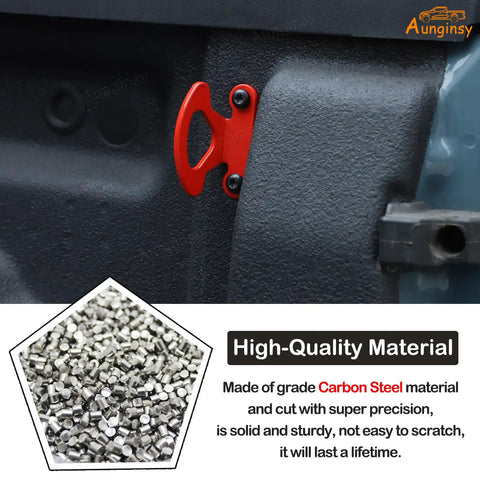 Rock Solid Carbon Steel Tie Down Hooks Four Pack For Ford Maverick 2022 To 2025 red cleat anchor mounted on truck bed.