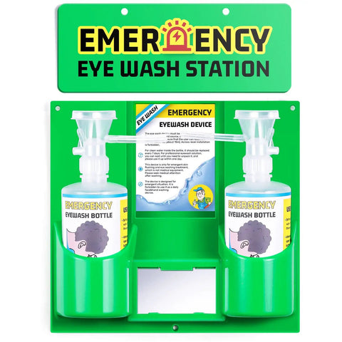 Portable Eyewash Station Kit With Two 16 Ounce Bottles Wall Mount Emergency Eyewash Kit With Mirror And Sign Personal Use No Liquid Included