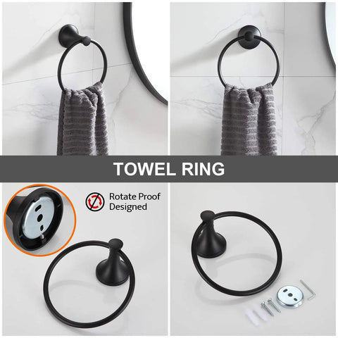 Black 4 Piece Bathroom Hardware Set With 18 Inch Or 24 Inch Towel Bar And Matching Towel Holders, Heavy Duty Stainless Steel And Zinc Alloy Finish