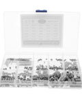 Stainless Steel Cup Point Set Screws Kit 300 Pcs With Allen Wrenches in open compartment box