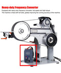 Badass 2HP Variable Speed Belt Sander And Knife Grinder Rig With Straight Frequency Drive showing detailed frequency converter.