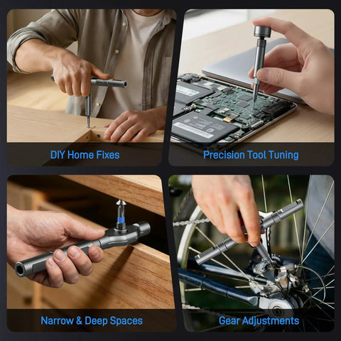 Go To All In One 74 In 1 Magnetic Ratchet Screwdriver Set used for DIY electronics and bicycle maintenance.
